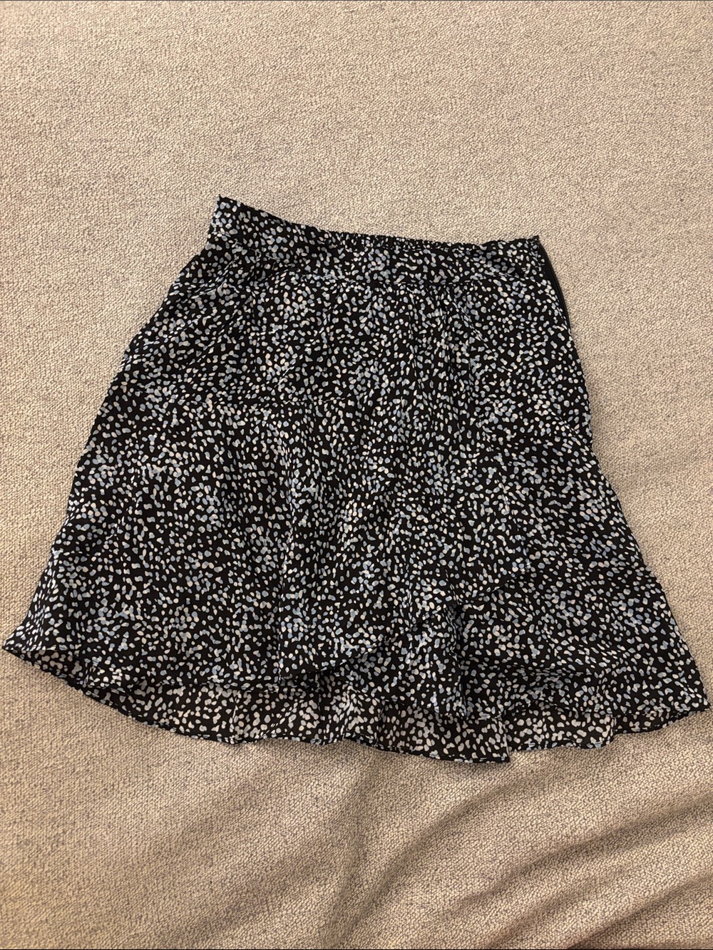 Kooples Black Floral Ruffle Mini Skirt - size small